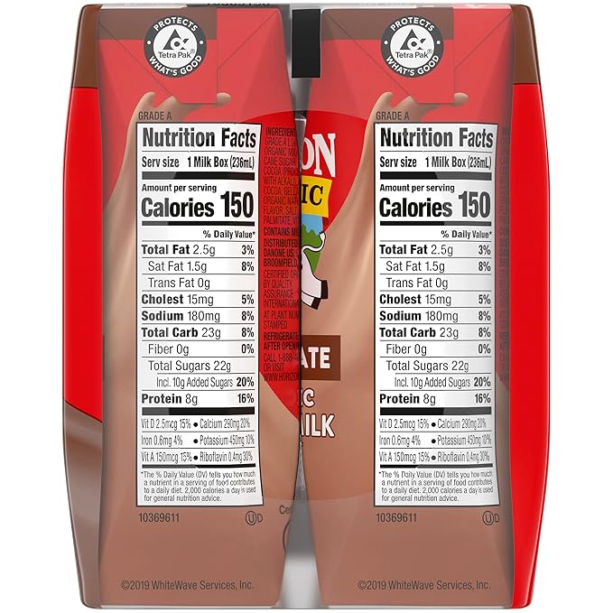 Horizon Organic Shelf Stable 1% Lowfat Chocolate Milk Boxes, Pack of 6 - 8g Protein per Serving