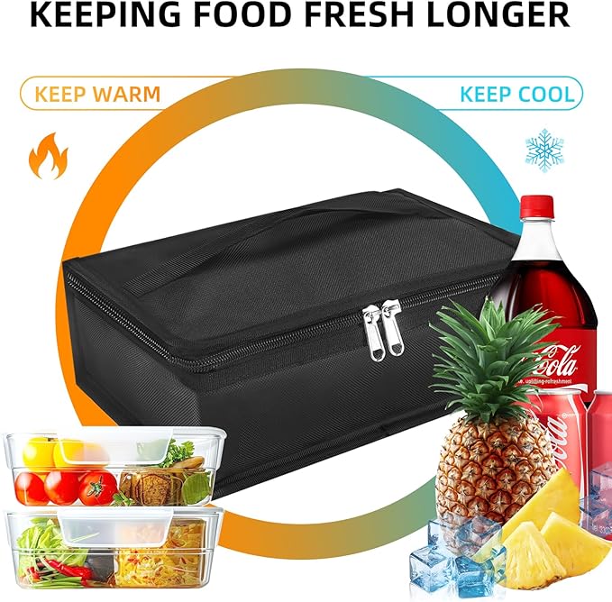 VZZNN 12 Pack Small Lunch Bags Bulk,Portable Soft Insulated Lunch Bag for Women Men,Mini Cooler Lunch Box with Handle for Work & School,Black