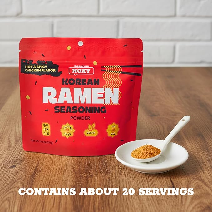 HOXY Journey of Korea "Korean Ramen Seasoning" | Gluten Free, Vegan, No-MSG | Premium Finest Ramen Seasoning Powder | 5.3oz (Hot & Spicy Chicken)