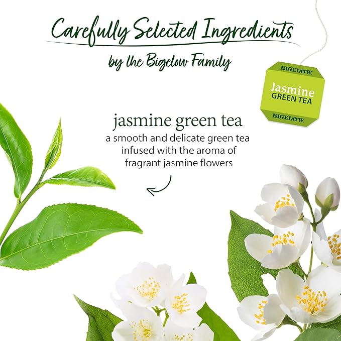 Bigelow Tea Jasmine Green Tea, Caffeinated Tea with Jasmine, 20 Count Box (Pack of 6), 120 Total Tea Bags