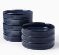 famiware Star 7.5" Pasta Bowls Set, Salad Bowl Set of 8, Double Reactive Glaze, Stackable, Ideal for Your Friend for Housewarming, Festivals, Nebulas Blue