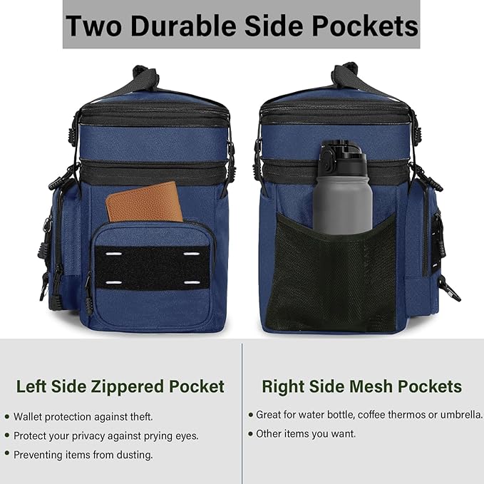 TENKIST Expandable Tactical Lunch Box, Large Insulated Lunch Cooler Bag Heavy Duty Leakproof Lunch Pail for Men Adults Work Office Outdoor Picnic Trips,16L,Blue