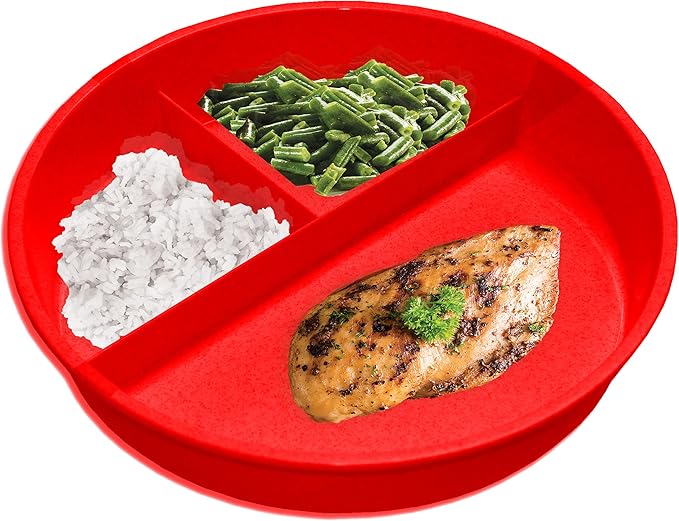 Rehabilitation Advantage High Sided Partitioned Dish with Lid, Red