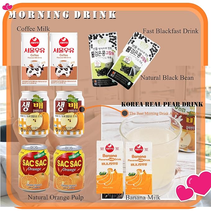 FRKR Korean 10 &12 Drinks Assortment Gift Box [Chilsung Cider/Mikis/Demisoda/Banana Milk/McCOL/MoguMogu/2%/SacSac/Etc.] Soft Drinks + Real Fruit Drinks + Energy Drinks (10, Good Morning)
