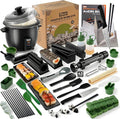 Sushi Maker Kit – 43-Piece Complete Set with Bazooka Roller, Onigiri Shaper, Nigiri Mold, Bamboo Rolling Mat & Tools | DIY for Beginners (Green)