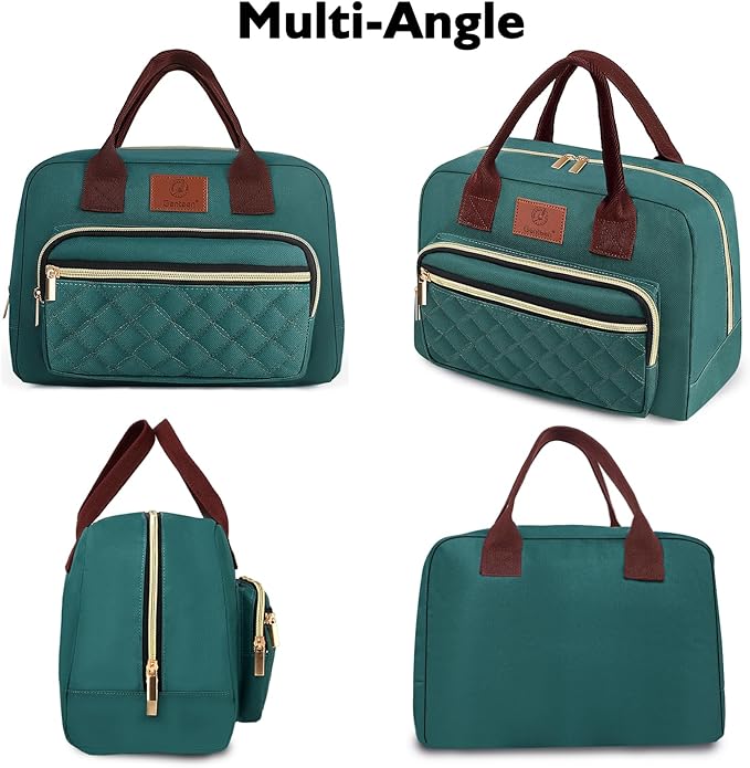 Genteen Lunch Box for Women, Insulated womens Lunch bag for work,Reusable Cute Lunch Bags,High Capacity Cooler BagTote for Work Girls Office Picnic School-Lake Green