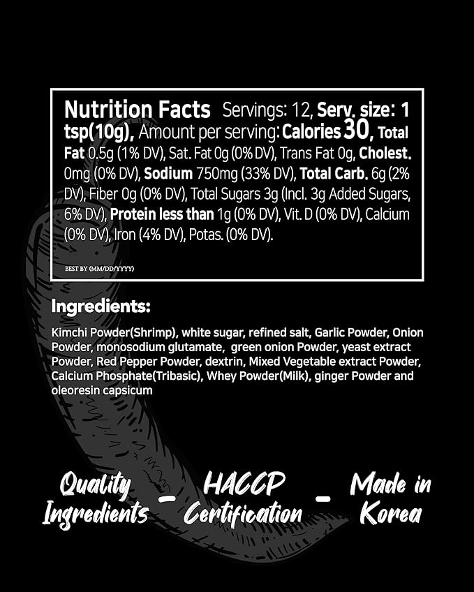 Funtable Kimchi Seasoning (4.23oz, 120g) - Authentic Korean Flavor Powder, Easy-to-Use. Perfect Seasoning for Chicken, Nuggets, Fries, Popcorn, Nachos & More.