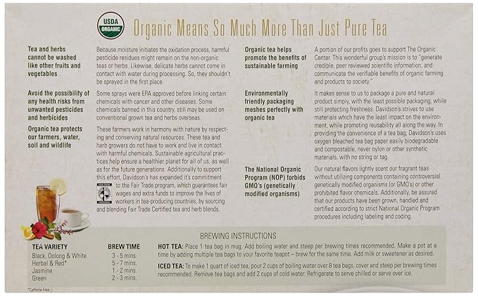 Davidson's Organics, Decaffeinated Spiced Peach, 100-count Unwrapped Tea Bags