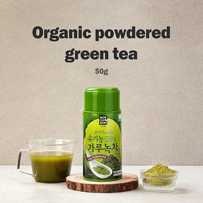 [Nokchawon] Organic Korean Green Tea Powder - 100% Unsweetened Matcha for Lattes, Smoothies and Baking - USDA Organic Premium Culinary Grade Green Tea - 1.77 oz