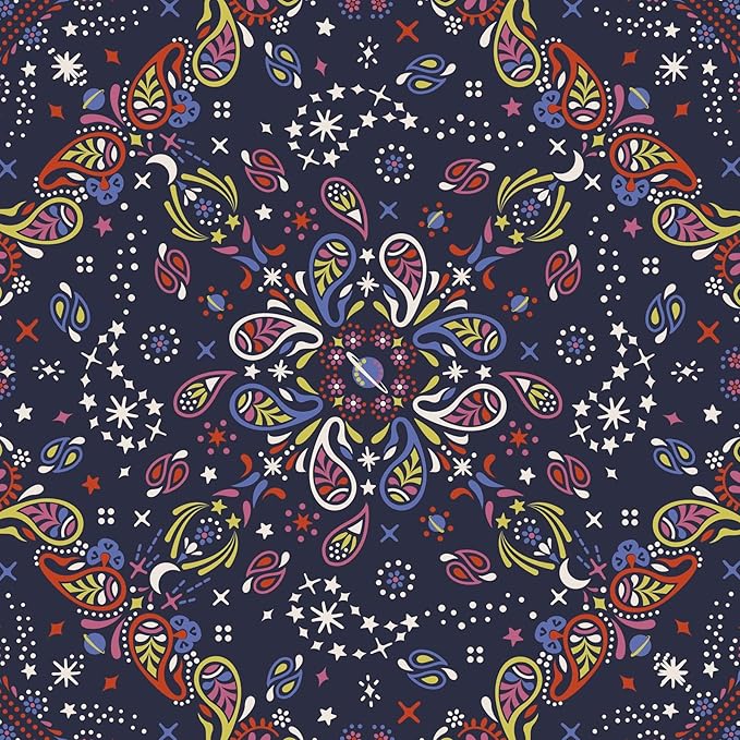 Premium Cotton Lunch Bag, Starry Paisley, One Size
