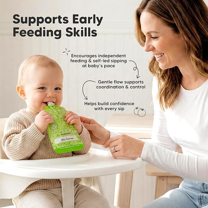 12-Pack Reusable Baby Food Pouches Refillable – 5oz Reusable Pouches for Toddlers, Kids Squeezable Yogurt, Apple Sauce, Fruit Smoothie, Baby Puree Container, Homemade Baby Food Essentials (Little Zoo)