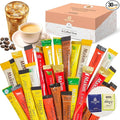 CUTIE MANGO Maxim French Premium Korean Instant Coffee Mix Sampler 6 Flavors Assortment Café Style Camping Party Single Serve Packets 30 Variety Pack (5 Sticks Each) with Complimentary 2 Teabags
