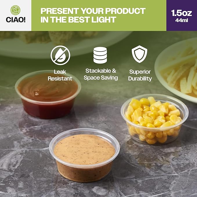 CIAO! 1.5OZ PP Clear Portion Cup, Lids Sold Separately (Case of 2,500)