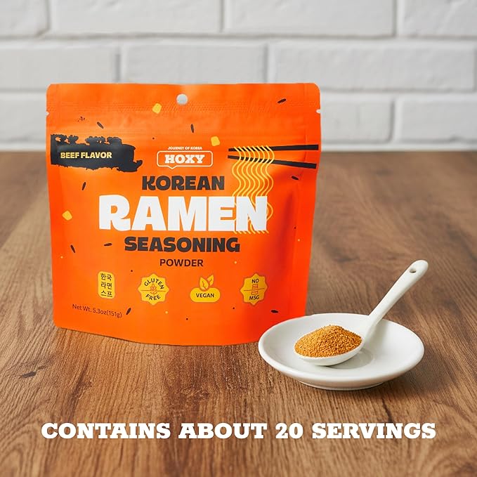 HOXY Journey of Korea "Korean Ramen Seasoning" | Gluten Free, Vegan, No-MSG | Premium Finest Ramen Seasoning Powder | 5.3oz (Beef)