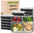 Glotoch 34oz 3-Compartment [1 Pallet-4950 Pack] Meal Prep Containers with Lids, Plastic Food Prep Containers Microwave, Freezer, Dishwasher Safe Leakproof Durable Food Storage Lunch Box To Go Take Out