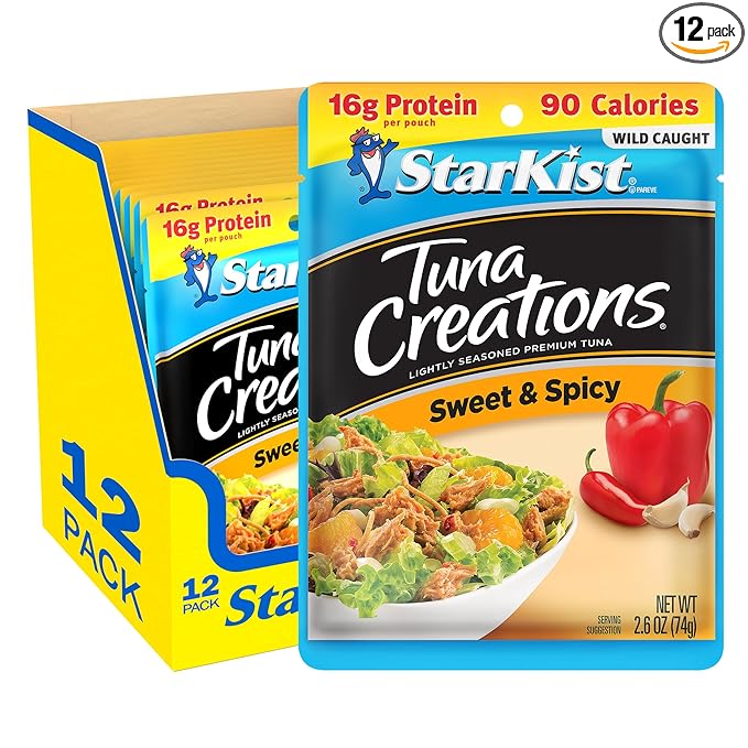 StarKist Tuna Creations Sweet and Spicy Pouch (2.6 oz - 12 Pack) Wild Caught, High Protein Shelf Stable Seafood, Gluten Free, Soy Free, No Draining, Ready to Eat for Salads and Sandwiches