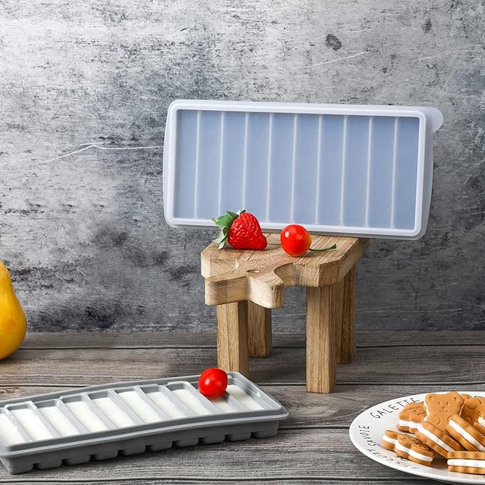 Eaasty 2 Pieces Breastmilk Storage Container Baby Food Milk Silicone Freezer Trays with Lid Breastmilk Freezer Tray Organizer Ice Trays Silicone Storage Bag Tray 10-1 oz Bars(Gray)