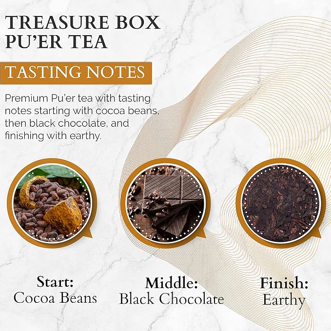 Organic Cocoa Pu-erh Loose Tea I POWERFUL Detox Immune I Heart & Digestion Support, 12 OZ Bulk Pack |By T SECRETEA, Treasure Box