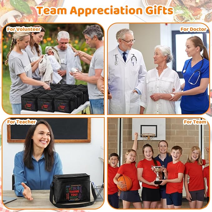 Nuogo 15 Pack Employee Appreciation Gift Bulk, Thank You Insulated Lunch Bags, Reusable Leakproof Cooler Boxes, Waterproof Thermal Beverage Bag for Team Employee Coworkers Social Work Gift