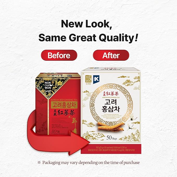 [Nokchawon] Korean Red Ginseng Tea Granules - 50 Sachets of Premium Panax Root Extract - Caffeine Free Energy and Immunity Support - Instant Herbal Drink for Daily Vitality