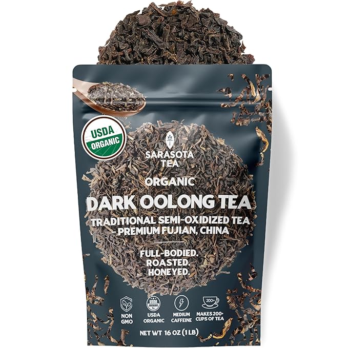Organic Oolong Tea Loose Leaf 16oz Bulk | 100% USDA Organic Chinese Oolong Tea | Premium Semi-Oxidized Full Leaf | Smooth, Floral & Toasted Flavor | High Antioxidants | Energy & Metabolism Support | Hot or Iced | Non-GMO