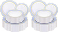 WDF 100PCS Blue Plastic Plates - Light Blue Plates Disposable - Heavy Duty Scalloped Plastic Plate for Parties/Wedding/Baby Shower (Pack of 2)