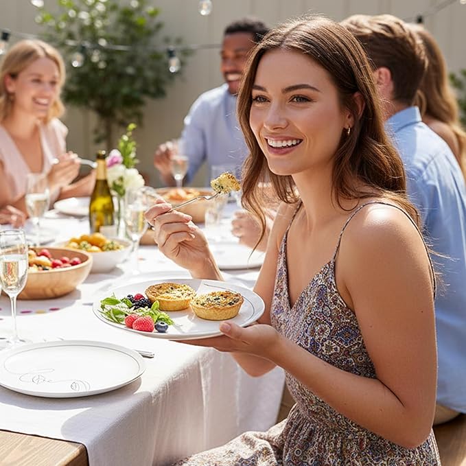 Line Muse Dinner Plates Set for 4 – 9.5-Inch Bone China Dinnerware Set, Modern One-Line Portrait Artwork – Perfect Serving Plate for Dessert, Appetizer, Salads