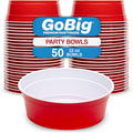 GoBig Red Party Cup Bowls - Large Disposable Plastic Bowls - 22 oz or 60 oz