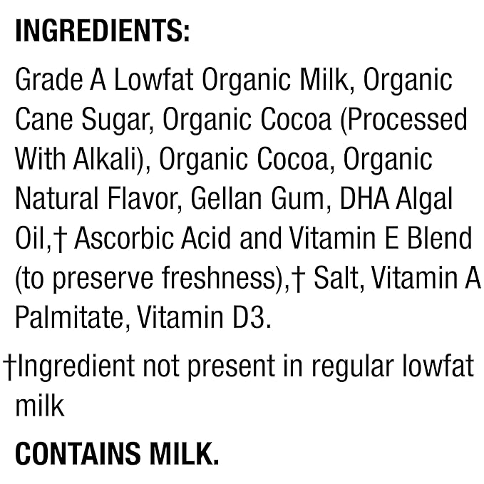 Horizon Organic Shelf Stable 1% Lowfat DHA Omega-3 Chocolate Milk Boxes, Pack of 12 - 8g Protein per Serving