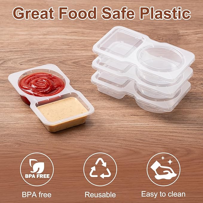Husfunov 15 Set Reusable Snack Containers with Lids, 2-Compartment Snackle Box Container Portion Control for Kids, Meal Prep Containers for Travel School