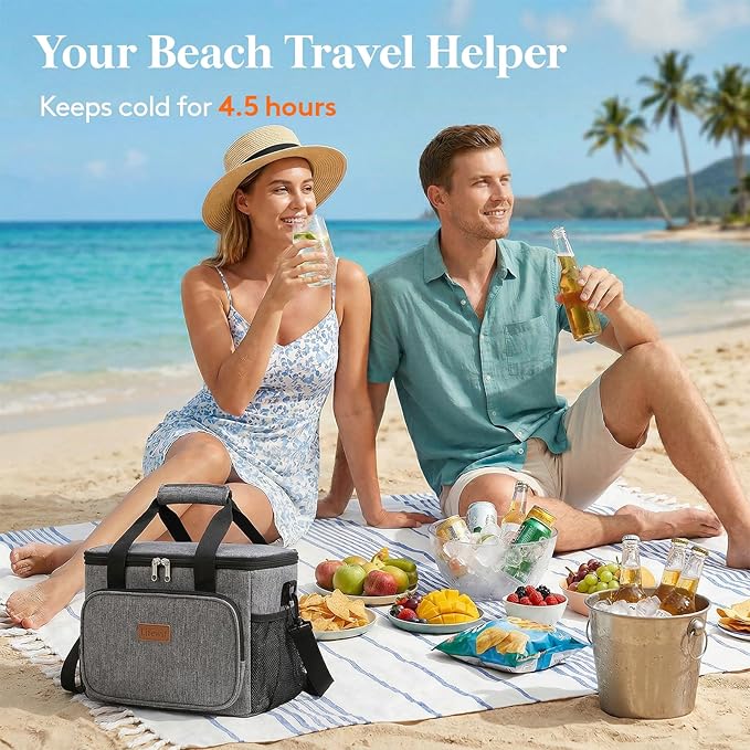 Lifewit Large Lunch Bag, Insulated Lunch Box, Soft Cooler Cooling Tote for Adult Men Women, Gray 24-Can (15L)