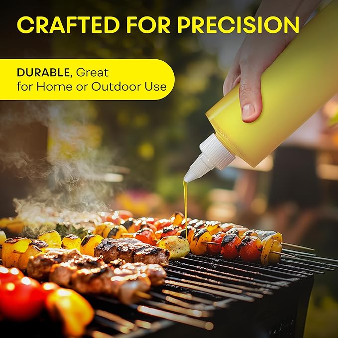 BRIGHTFROM Condiment Squeeze Bottles, 16 OZ Empty Squirt Bottle with Twist Top Cap, Leak Proof - Great for Ketchup, Mustard, Syrup, Sauces, Dressing, Oil, Arts and Crafts, BPA FREE Plastic - 4 PACK