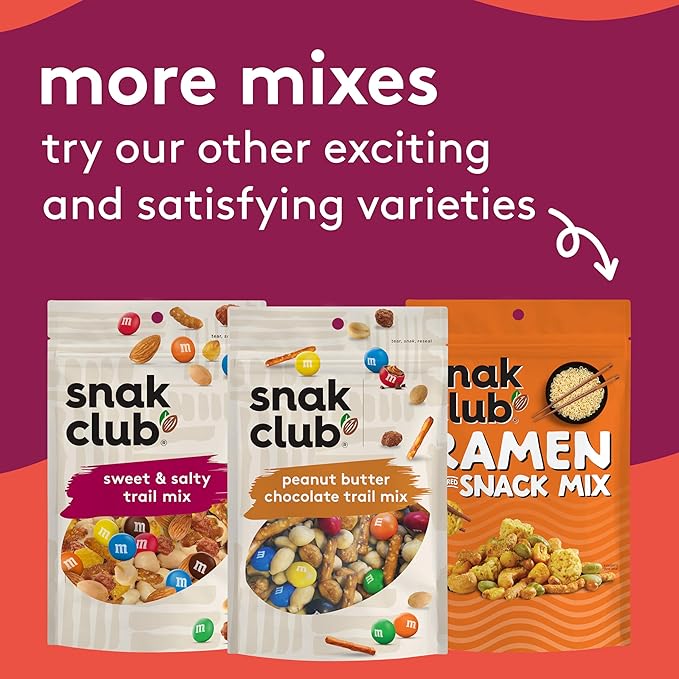 Snak Club PB&J Trail Mix Strawberry, Snack Mix with Peanuts, Mini Shortbread Cookies, Cranberries, Peanut Butter Candies, and Sweetened Dried Strawberries, 8 oz Resealable Bag