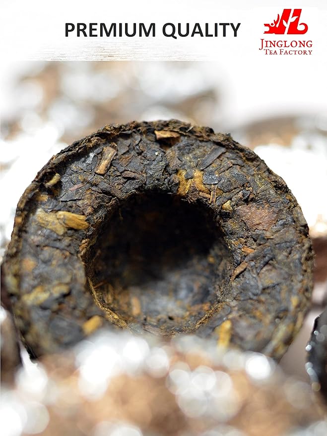 Jinglong Tea Factory - Puerh Tea Mini Tea Cakes (100 Pcs) Ripe Mini Tuocha (20 Ounce)