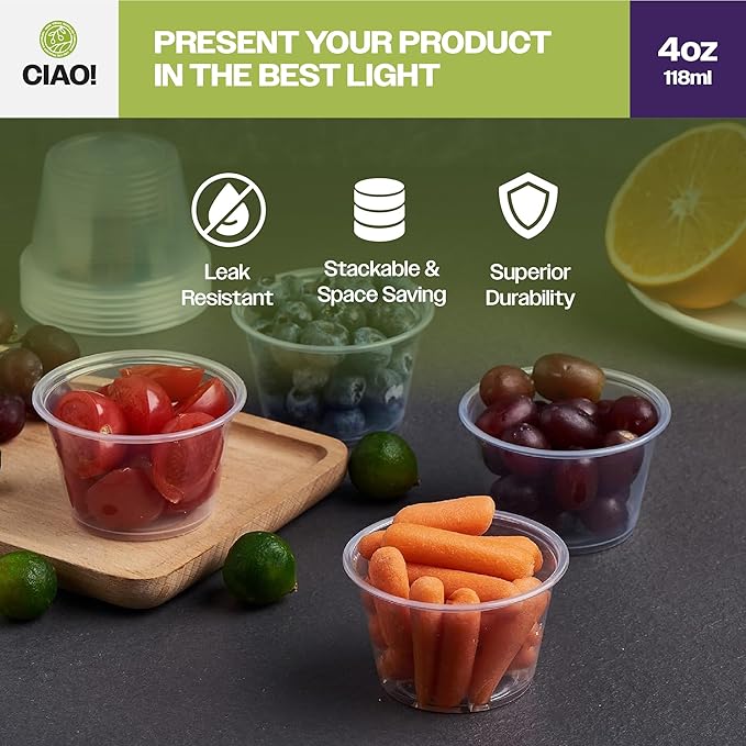 CIAO! 4OZ PP Clear Portion Cup, Lids Sold Separately (Case of 2,500)