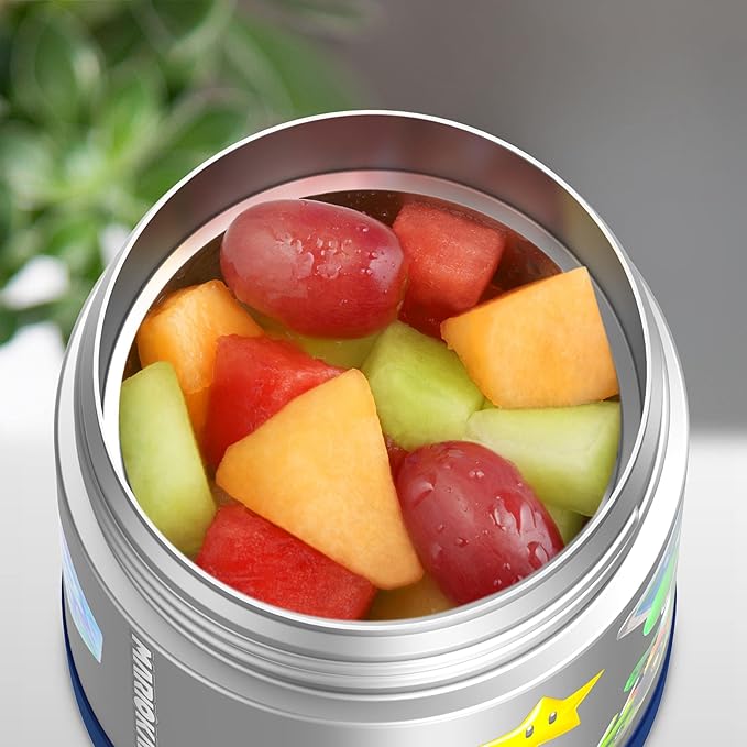 THERMOS FUNTAINER Insulated Food Jar, 10 Ounce, Kid Friendly Food Jar with Foldable Spoon, Mario Kart