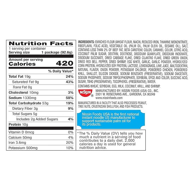 Nissin Hot & Spicy Ramen Noodle Soup, Shrimp, 3.27 Ounce (Pack of 6)