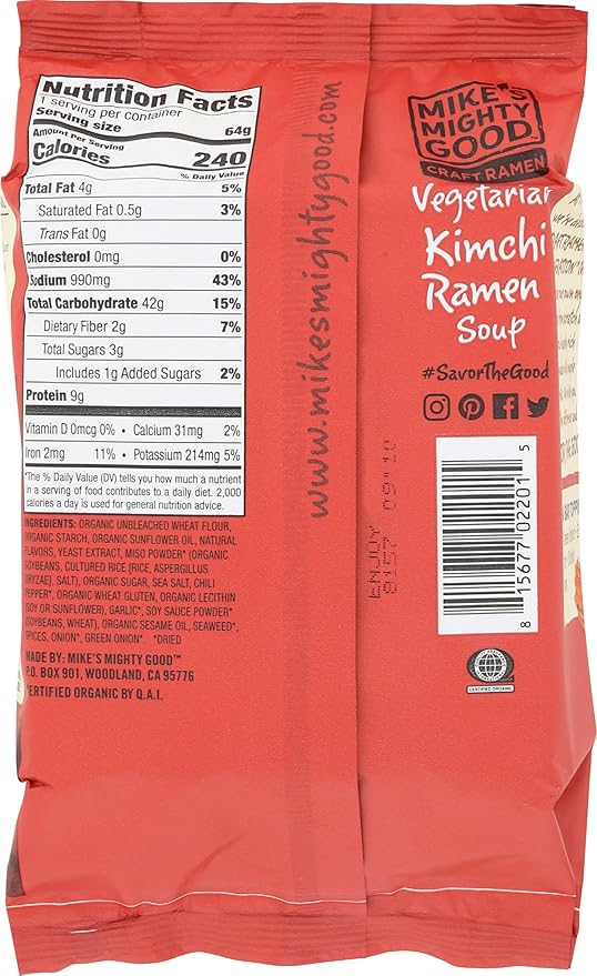 Mikes Mighty Good, Soup Ramen Kimchi, 2.3 Ounce