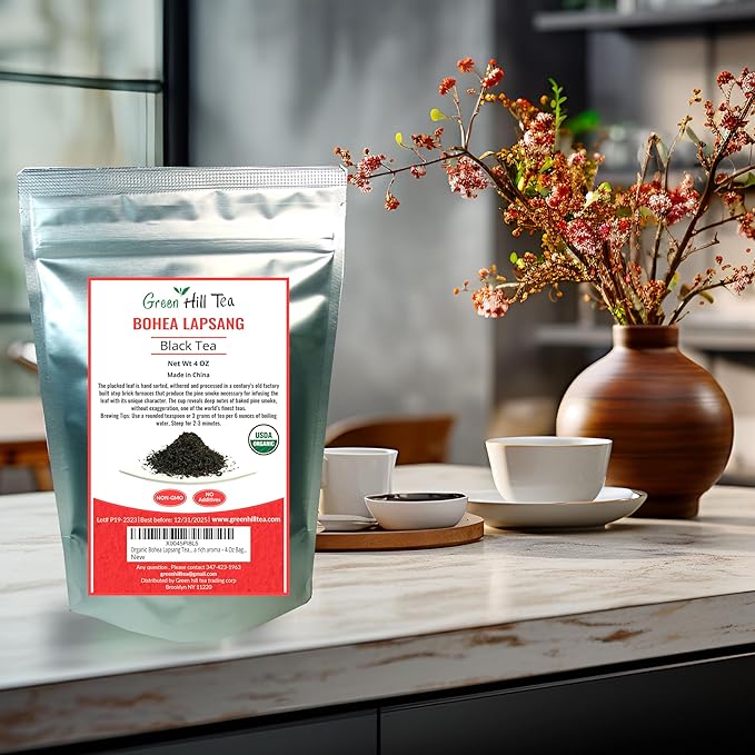 Organic Bohea Lapsang Tea, Smoulderingly smoky tea with a rich aroma – 4 Oz Bag…