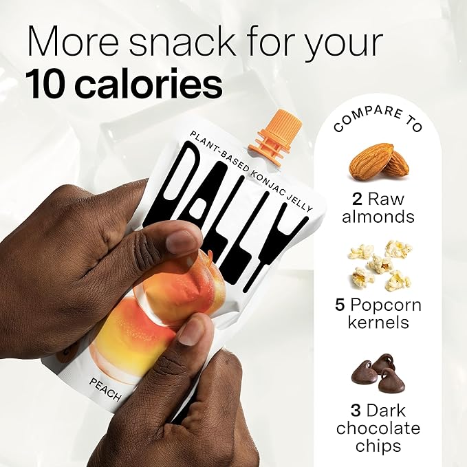 Dally Peach Drinkable Konjac Jelly 10 Pouches | Healthy 10-Calorie, Keto, Gluten Free, Sugar Free Korean Fruit Snack | Prebiotics & Postbiotics for Skin, Immune & Weight Management