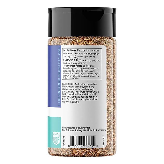 Fire & Smoke Society The Greek Seasoning Blend | M 4.7 oz | Mediterranean Seasoning Mix & Flavors for Fish, Shrimp, Lamb, Pork