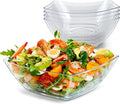 64oz Clear Plastic Serving Bowls (4 Pack) Large Disposable Candy Dishes, Square Plastic Buffet Containers for Chips, Snacks, Mints, Salad Bar, Snack Bowl Parties, Office, Bridal Shower, Party Supplies