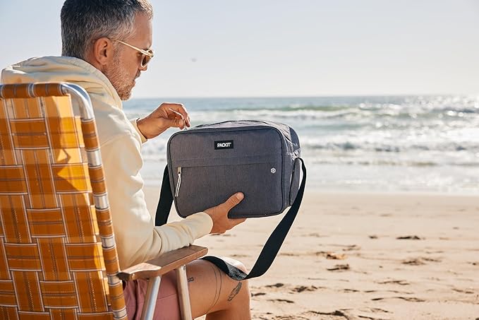 PackIt Freezable Essential Lunch Cooler, Gray Fog, Built with EcoFreeze Technology, Fully Freezable, Collapsible, Reusable, With Adjustable Crossbody Strap, Top Clip Handle, Designed for Fresh Office