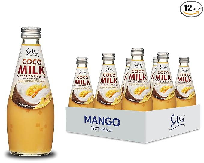 Savia - Coconut Milk Drink, Quality Coconut-Based Beverage, Made with Real Coconut Pulp & Natural, Delicious & Refreshing, Vegetarian, Gluten-Free(9.8oz, 12-Pack) (Mango)