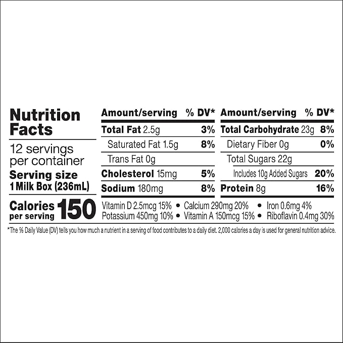 Horizon Organic Shelf Stable 1% Lowfat DHA Omega-3 Chocolate Milk Boxes, Pack of 12 - 8g Protein per Serving