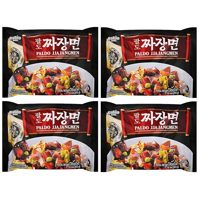 Paldo Korean Ramen Family Pack 7.16oz Jjajangmen (Pack of 4)