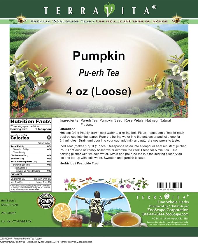 Pumpkin Pu-erh Tea (Loose) (4 oz, ZIN: 540807)