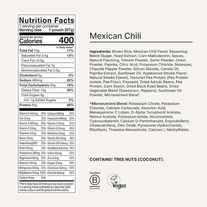Huel Hot and Savory Meal Packs | Mexican Chili | Up to 25g Protein Plant Based Instant Meal | 27 Vitamins and Minerals | 100% Nutritionally Complete | 7 Pack