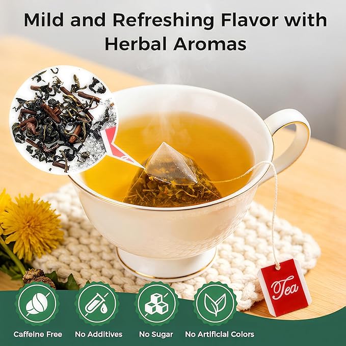 50 Bags Dandelion Leaf and Root Tea, Natural Dandelion Herbal Detox Teabag for Liver & Kidney Health, Organic Dandelion Root Tea, Caffeine Free, No Additives