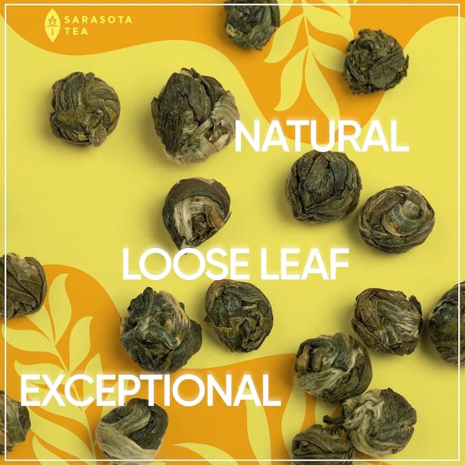 Organic Jasmine Pearls Loose Leaf Tea | Hand-Rolled Green Tea Scented with Jasmine Blossoms | USDA Organic | Premium Dragon Pearls | 1lb (16oz) Bag | Floral & Smooth | Non-GMO